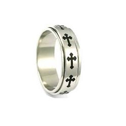 SSR0061-Stainless Steel CZ Stone Wedding Bands