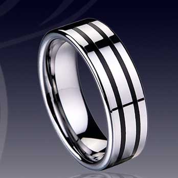 WCR0065-Inlay Tungsten Carbide Wedding Rings
