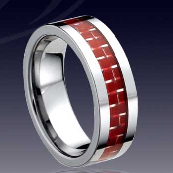 WCR0073-Tungsten Carbon Fiber Inlay Wedding Rings