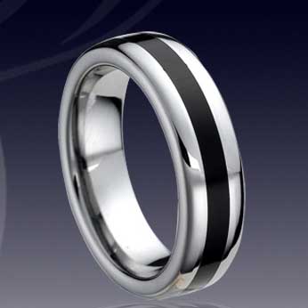 WCR0074-Popular Tungsten Inlay Wedding Ring