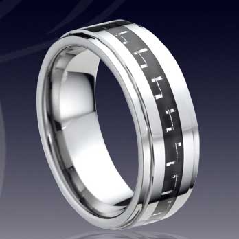 WCR0075-Popular Tungsten Inlay Wedding Rings