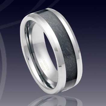 WCR0076-Tungsten Inlay Wedding Ring