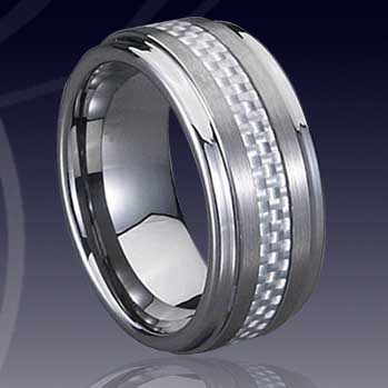 WCR0078-Popular Tungsten Inlay Wedding Ring