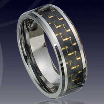 WCR0079-Popular Tungsten Inlay Wedding Rings
