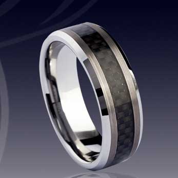 WCR0085-Carbon Fiber Tungsten Wedding Bands