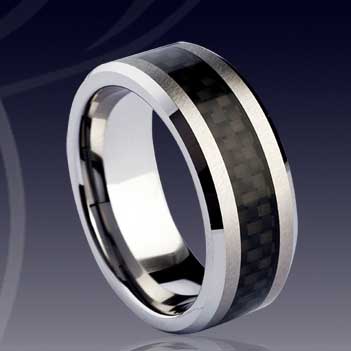 WCR0088-Carbon Fiber Inlay Tungsten Carbide Ring