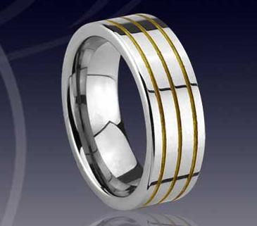 WCR0104-Inlay Tungsten Carbide Wedding Ring