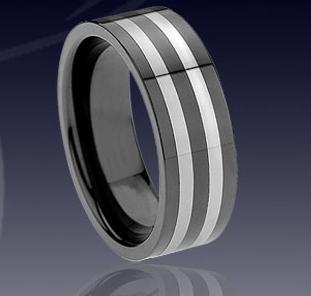 WCR0108-Tungsten Carbon Fiber Inlay Ring
