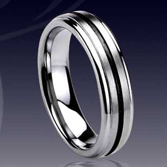 WCR0117-Tungsten Inlay Wedding Rings