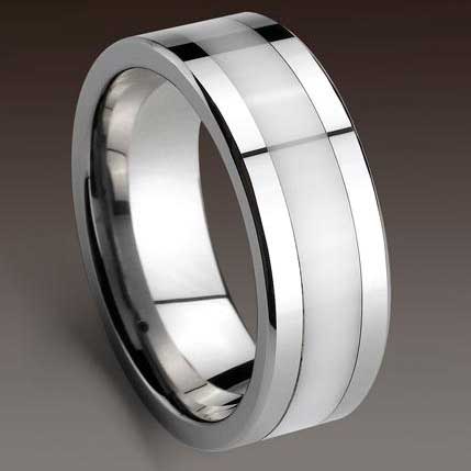 WCR0145-Inlay Tungsten Carbide Wedding Rings