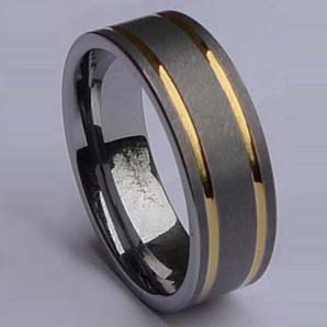 WCR0302-Gold Inlay Tungsten Ring