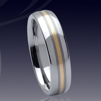 WCR0305-Popular Gold Inlay Tungsten Ring