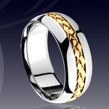 WCR0306-Popular Tungsten Gold Inlay Ring