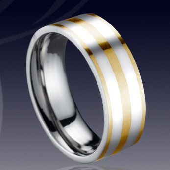 WCR0307-Gold Inlay Tungsten Wedding Ring