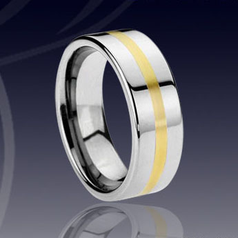WCR0311-Tungsten Gold Inlay Ring