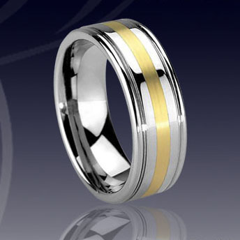 WCR0312-Tungsten Gold Inlay Rings