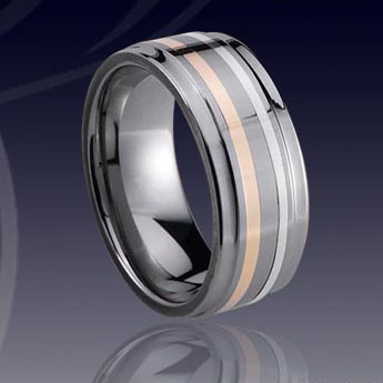 WCR0314-Tungsten Gold Inlay Wedding Ring