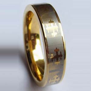 WCR0296-Golden Tungsten Rings