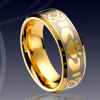 WCR0237-Gold Plated Tungsten Alloy Ring