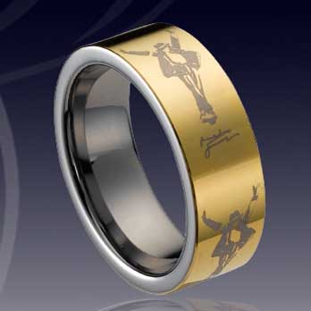WCR0238-Gold Plated Tungsten Alloy Rings