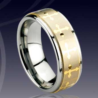 WCR0239-Gold Plating Tungsten Ring