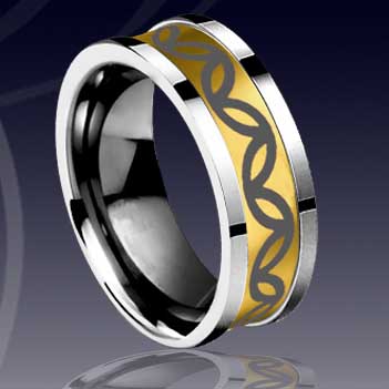 WCR0249-Gold Plated Tungsten Carbide Wedding Band