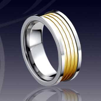 WCR0250-Gold Plated Tungsten Carbide Wedding Bands