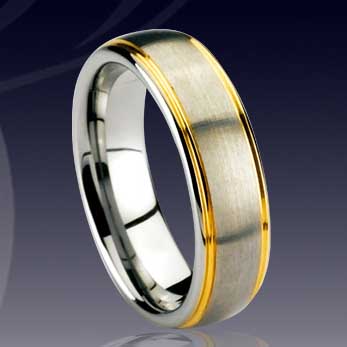 WCR0252-Golden Tungsten Rings