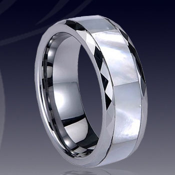 WCR0483-Shell Inlay Tungsten Rings