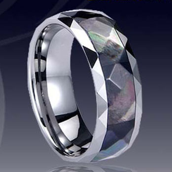 WCR0486-Fashion Tungsten Ring Shell Inlay