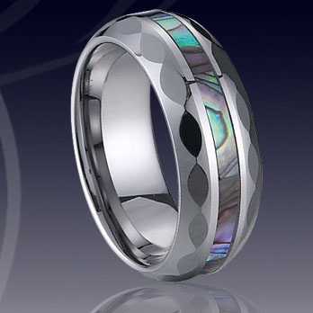 WCR0488-Tungsten Ring With Shell Inlay