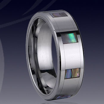 WCR0494-Popular Tungsten Shell Inlaid Rings