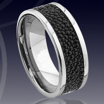 WCR0497-Shell Inlay Tungsten Wedding Ring