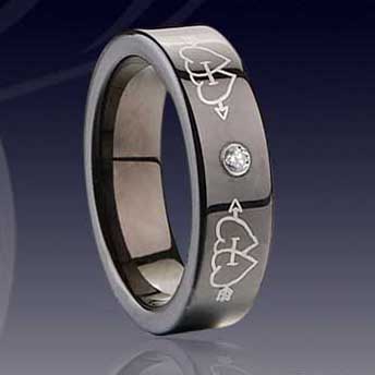 WCR0146-Tungsten CZ Stone Ring