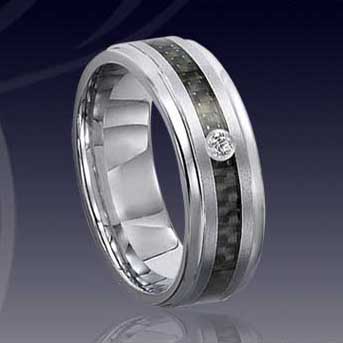 WCR0148-Tungsten CZ Stone Wedding Ring