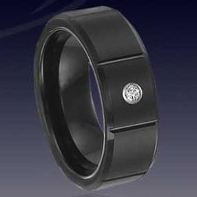 WCR0214-Tungsten Carbide CZ Wedding Ring
