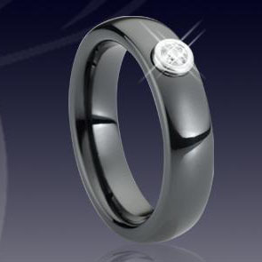 WCR0228-Tungsten CZ Stone Wedding Ring